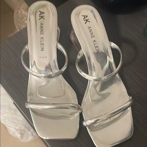 Anne Klein Silver Heels with Slim Straps